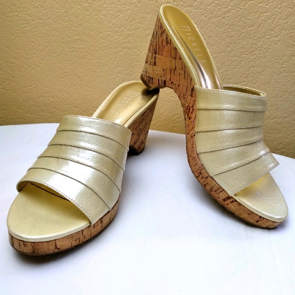 Nickels 'Mars Cream' WEDGE SLIDE Sandals 8.5 - Picture 1 of 13